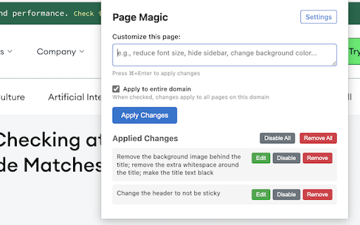 Page Magic  from Chrome web store to be run with OffiDocs Chromium online