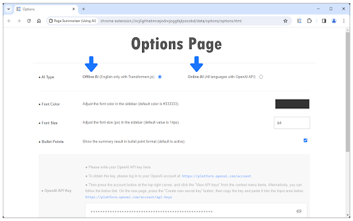 Page Summarizer (Using AI)  from Chrome web store to be run with OffiDocs Chromium online