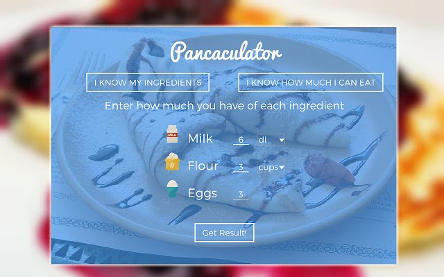 Pancakulator ze sklepu internetowego Chrome do uruchomienia z OffiDocs Chromium online