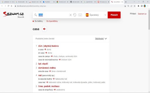 Španělský Seznam slovník vyhledáváč  from Chrome web store to be run with OffiDocs Chromium online