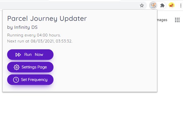 Parcel Journey Updater da Chrome Web Store para ser executado com o OffiDocs Chromium online