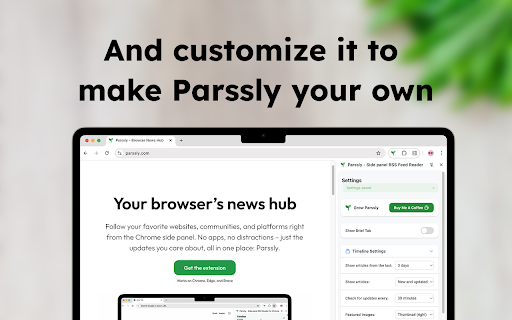 Parssly Side panel RSS Feed Reader  from Chrome web store to be run with OffiDocs Chromium online