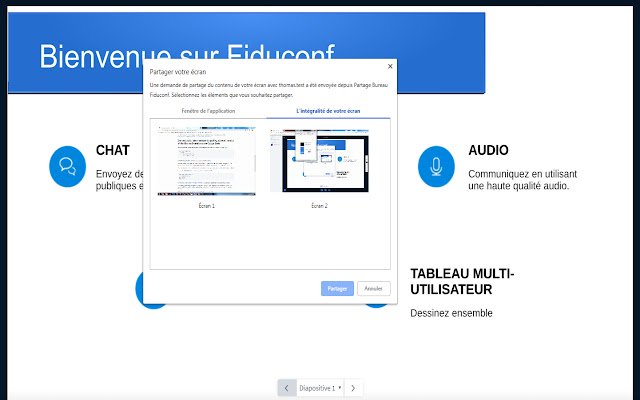 Partage Bureau Fiduconf da Chrome Web Store será executado com OffiDocs Chromium online