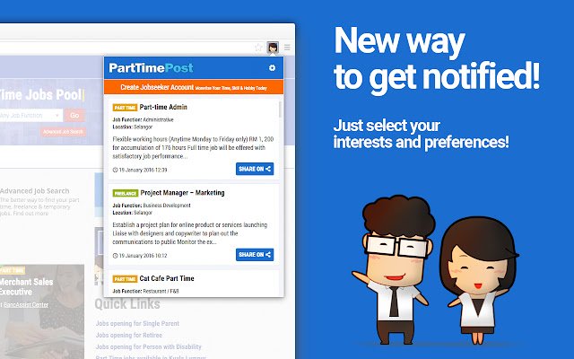 PartTimePost.com Các công việc mới nhất từ ​​cửa hàng Chrome trực tuyến sẽ được chạy bằng OffiDocs Chrome trực tuyến