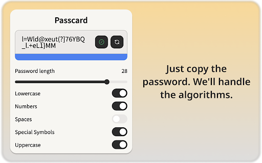 Passcard  from Chrome web store to be run with OffiDocs Chromium online