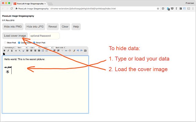 PassLok Image Steganography از فروشگاه وب Chrome با OffiDocs Chromium به صورت آنلاین اجرا می شود