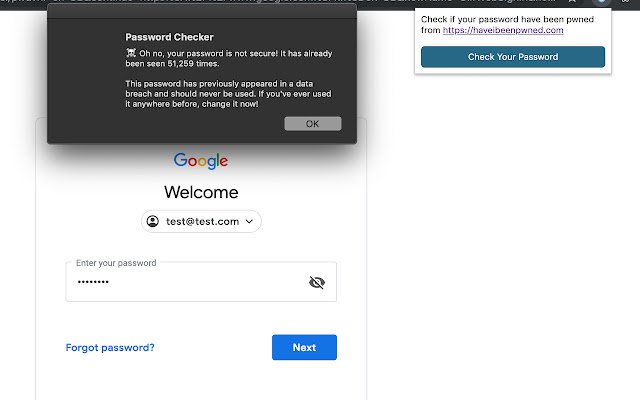 Wachtwoordcontrole vanuit de Chrome-webwinkel om te worden uitgevoerd met OffiDocs Chromium online
