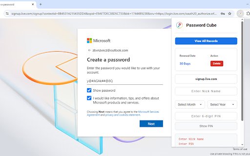 Password Cube  from Chrome web store to be run with OffiDocs Chromium online
