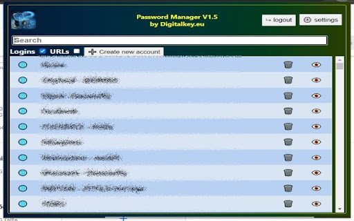 Password Manager by Digitalkey.eu  from Chrome web store to be run with OffiDocs Chromium online