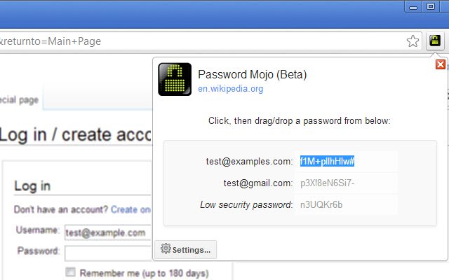 Password Mojo (Beta) da Chrome Web Store para ser executado com OffiDocs Chromium online