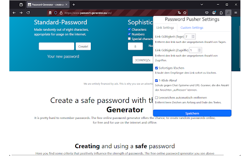 Password Pusher Addon  from Chrome web store to be run with OffiDocs Chromium online