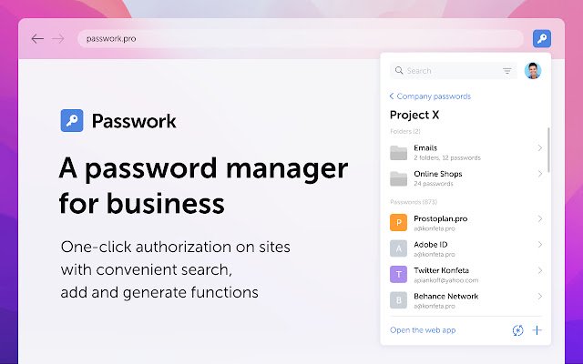 Passwork Self Hosted از فروشگاه وب Chrome برای اجرای آنلاین با OffiDocs Chromium