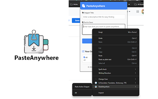 PasteAnywhere  from Chrome web store to be run with OffiDocs Chromium online