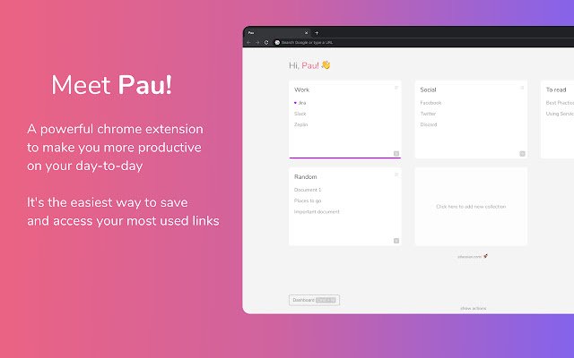 Pau | Bookmark Manager  from Chrome web store to be run with OffiDocs Chromium online
