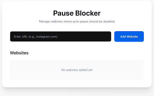 Pause Blocker  from Chrome web store to be run with OffiDocs Chromium online