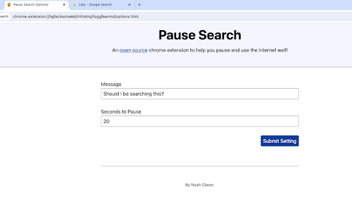 Pause Search  from Chrome web store to be run with OffiDocs Chromium online