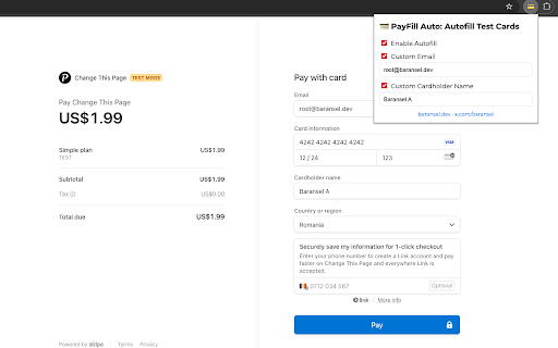 PayFill Auto: Autofill Test Cards  from Chrome web store to be run with OffiDocs Chromium online
