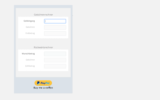 PayPal Gebührenrechner  from Chrome web store to be run with OffiDocs Chromium online