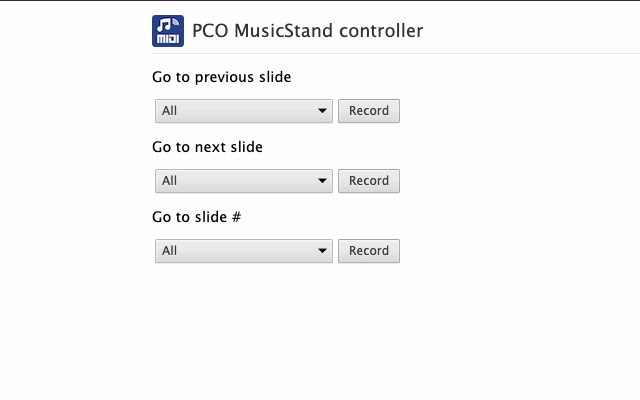PCO MusicStand MIDI control  from Chrome web store to be run with OffiDocs Chromium online