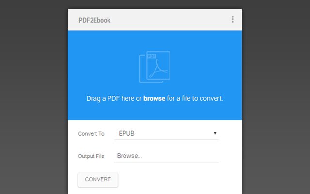 PDF2Ebook PDF to EPUB Offline Converter à partir de la boutique en ligne Chrome à exécuter avec OffiDocs Chromium en ligne
