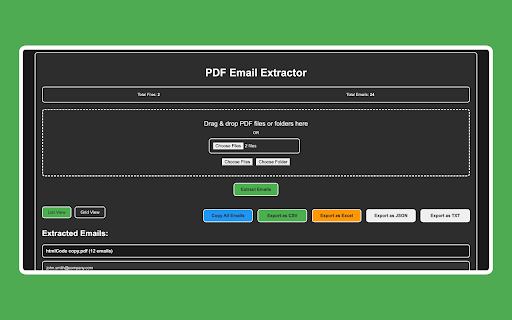PDF Email Extractor  from Chrome web store to be run with OffiDocs Chromium online
