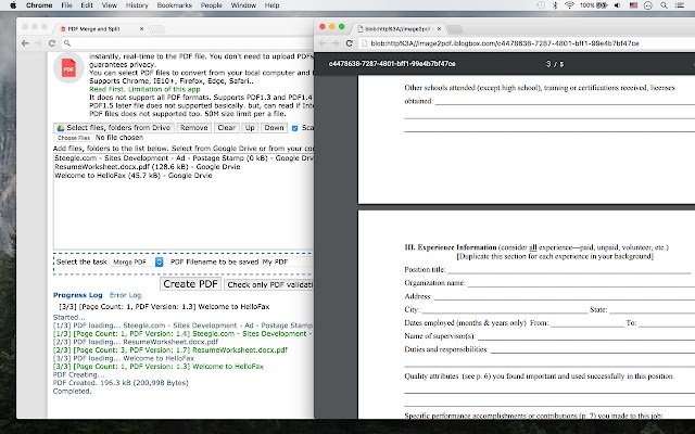 PDF Merge and Split (Without Server)  from Chrome web store to be run with OffiDocs Chromium online