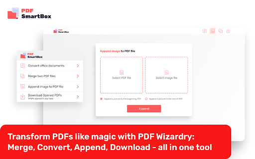 PDF SmartBox: Merge, Convert, Append  from Chrome web store to be run with OffiDocs Chromium online