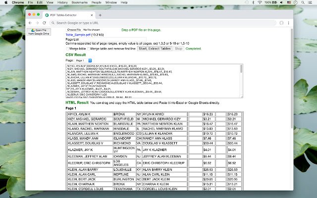 PDF Tables Extractor ze sklepu internetowego Chrome do uruchomienia z OffiDocs Chromium online