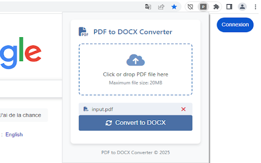 PDF to DOCX Converter  from Chrome web store to be run with OffiDocs Chromium online