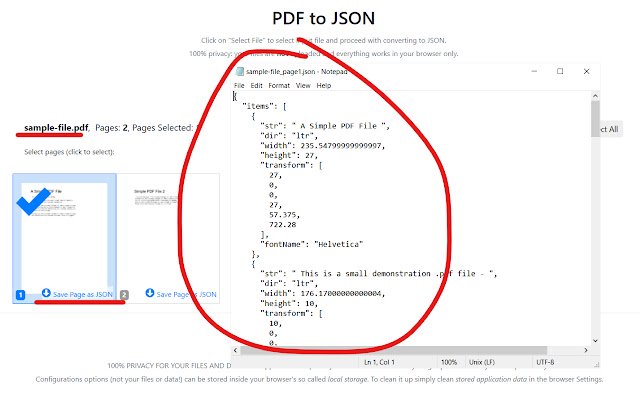 PDF to JSON (by PDFLite.co)  from Chrome web store to be run with OffiDocs Chromium online