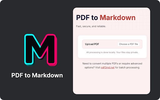 PDF to Markdown Converter  from Chrome web store to be run with OffiDocs Chromium online