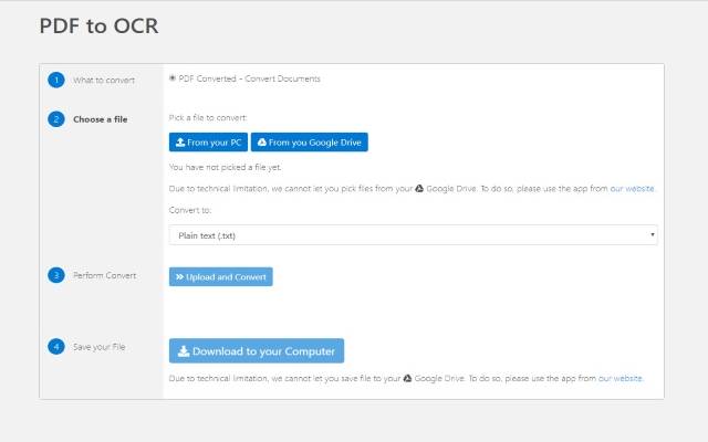 PDF إلى OCR لـ Google Chrome™ من متجر Chrome الإلكتروني ليتم تشغيله باستخدام OffiDocs Chromium عبر الإنترنت