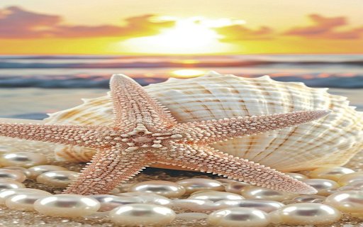 Pearl and starfish wallpaper  from Chrome web store to be run with OffiDocs Chromium online