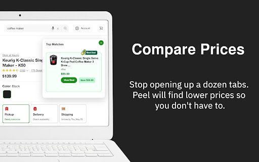 Peel: Price Comparison and Online Savings  from Chrome web store to be run with OffiDocs Chromium online