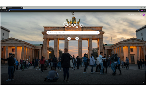 People are standing in front of the brandenburg gate at sunset  from Chrome web store to be run with OffiDocs Chromium online