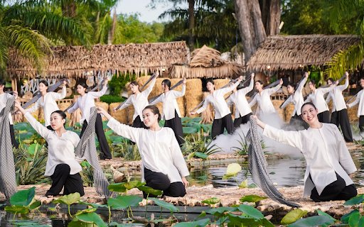 performing next to the lotus pond  from Chrome web store to be run with OffiDocs Chromium online