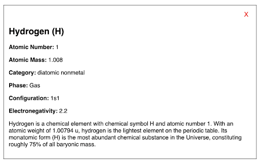Periodic Table  from Chrome web store to be run with OffiDocs Chromium online