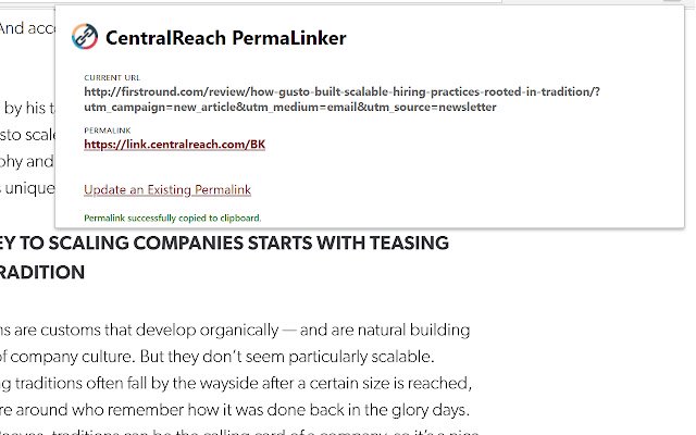 PermaLinker da CentralReach da Chrome Web Store para ser executado com o OffiDocs Chromium online