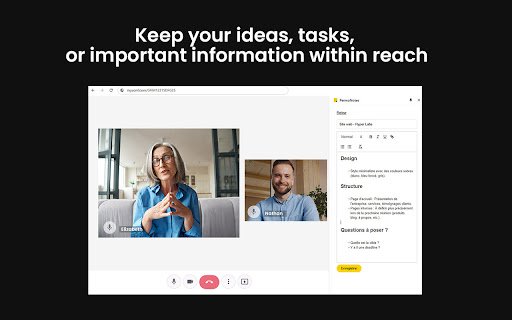 PermaNotes  from Chrome web store to be run with OffiDocs Chromium online