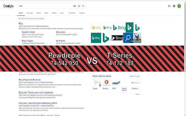 Pewdiepie vs T Series dari toko web Chrome untuk dijalankan dengan OffiDocs Chromium online