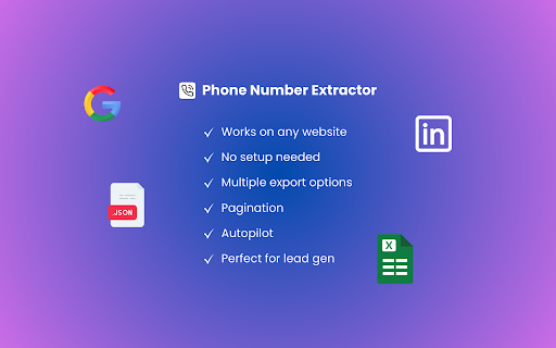 Phone Number Extractor – Auto Extract  Export Phone Numbers  from Chrome web store to be run with OffiDocs Chromium online