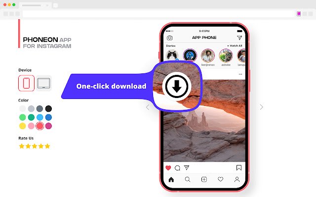 Phoneon. App for Instagram  from Chrome web store to be run with OffiDocs Chromium online
