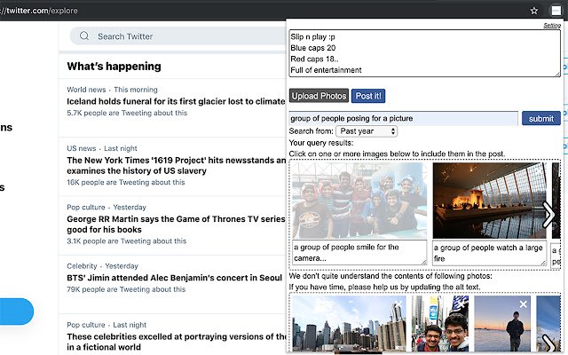 Photo Alt Tagger  from Chrome web store to be run with OffiDocs Chromium online