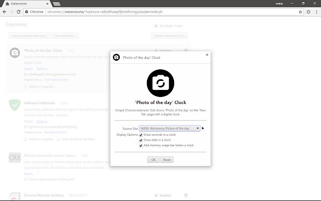 Relógio da foto do dia da Chrome Web Store para ser executado com o OffiDocs Chromium online