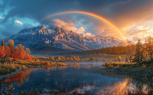 photorealistic rainbow with countryside nature landscape  from Chrome web store to be run with OffiDocs Chromium online