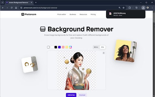 Photoroom PNG auto download  from Chrome web store to be run with OffiDocs Chromium online