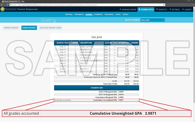PHS GPA Calc mula sa Chrome web store na tatakbo sa OffiDocs Chromium online