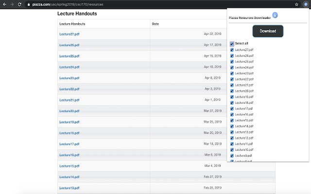 Piazza Resources Downloader dari toko web Chrome untuk dijalankan dengan OffiDocs Chromium online