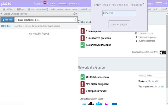 Chrome ウェブストアの Piazza Topbar Color Changer を OffiDocs Chromium online で実行