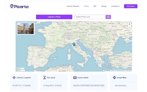 Picarta AI  from Chrome web store to be run with OffiDocs Chromium online